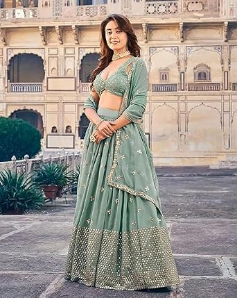 indian ready to wear lehenga choli for women flared party night with stitched blouse