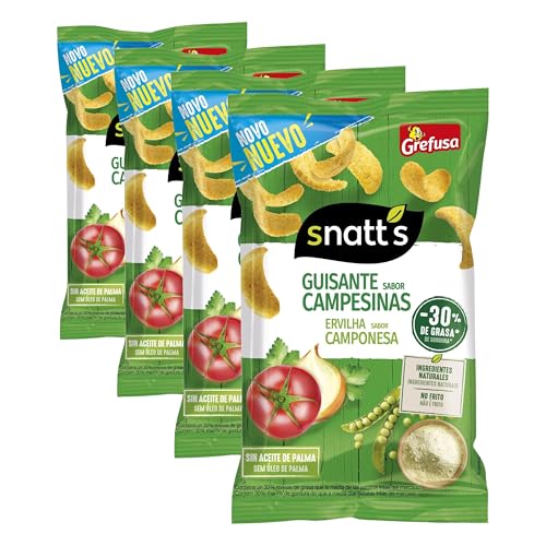 Snatt's - Snack de guisante sabor Campesina - Pack de 95g (Paquete de 4)