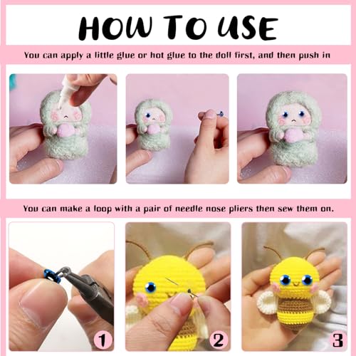 TOAOB 100pcs 3mm to 12mm Blue Plush Animal Doll Eyes Round Crystal Glass with Steel Pin for Puppet DIY Crafts Jewellery - Image 4