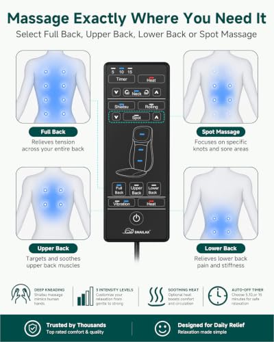 Image of Snailax Shiatsu Back Massager, Massage Chair Full Body