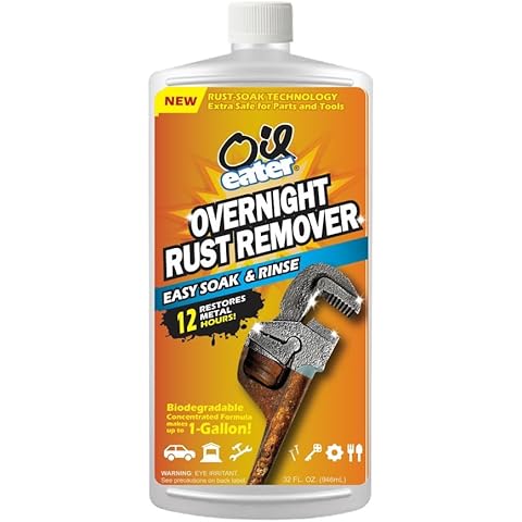 Oil Eater Overnight Rust Remover - Safe & Easy Soak for Tools, Auto Parts, Antiques, 32oz Concentrate - Makes 1-Gallon Cover