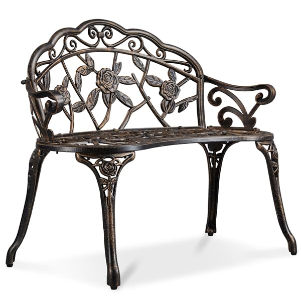 Panchina da Giardino Panca Esterno in Ferro Battuto Salottino da Balcone con Schienale Bronzo