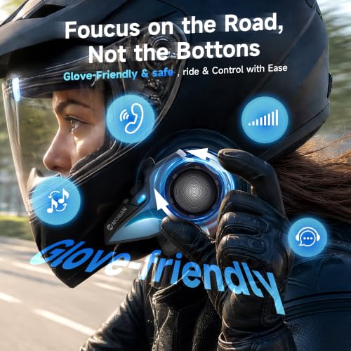Image of Moman Motorcycle Intercom, 2-Way Intercom Communication Systems, FM Music Sharing, Hi-Fi Stereo, CVC Noise Cancellation, Waterproof BT5.1 Group Helmet Speaker Headset, for Dirt Bike /ATV(H2E 1 Pack)