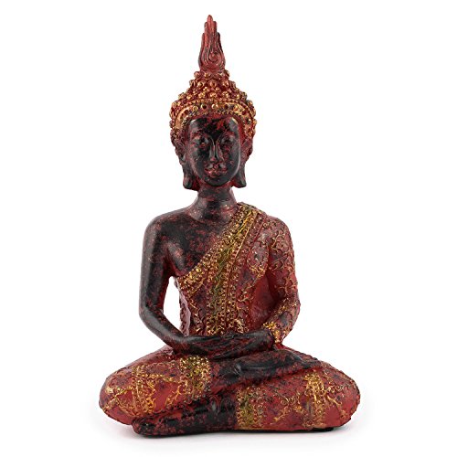 Pajoma 48374 meditando Decoración de Buda con Rojo – Goldener Robe, H 18 cm