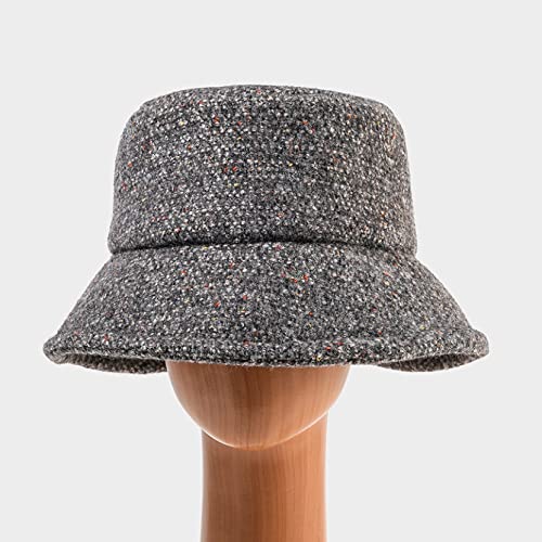 Acogo Bucket Hat For Men Temperament Tweed Adjustable Fishing Cap Winter Thickening Warm Basin Cap Daily Costume Accessory Beige #TOP7