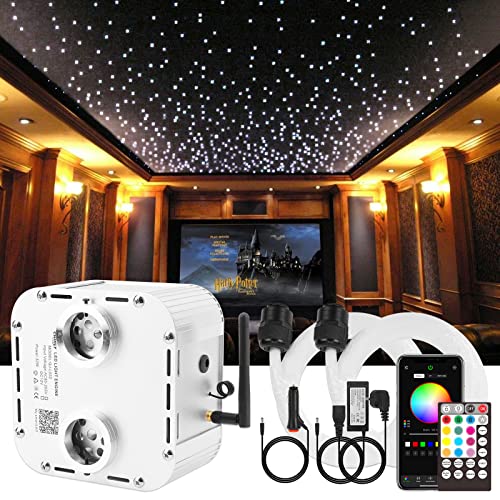 CHINLY 32W Twinkle 1600pcs 13.1ft 0.03in Fiber Optic Lights Starlight Headliner kit, Music Mode Bluetooth APP Control Remote, RGBW Star roof Lights for Star Headliner/Home Theater/Pool Ceiling