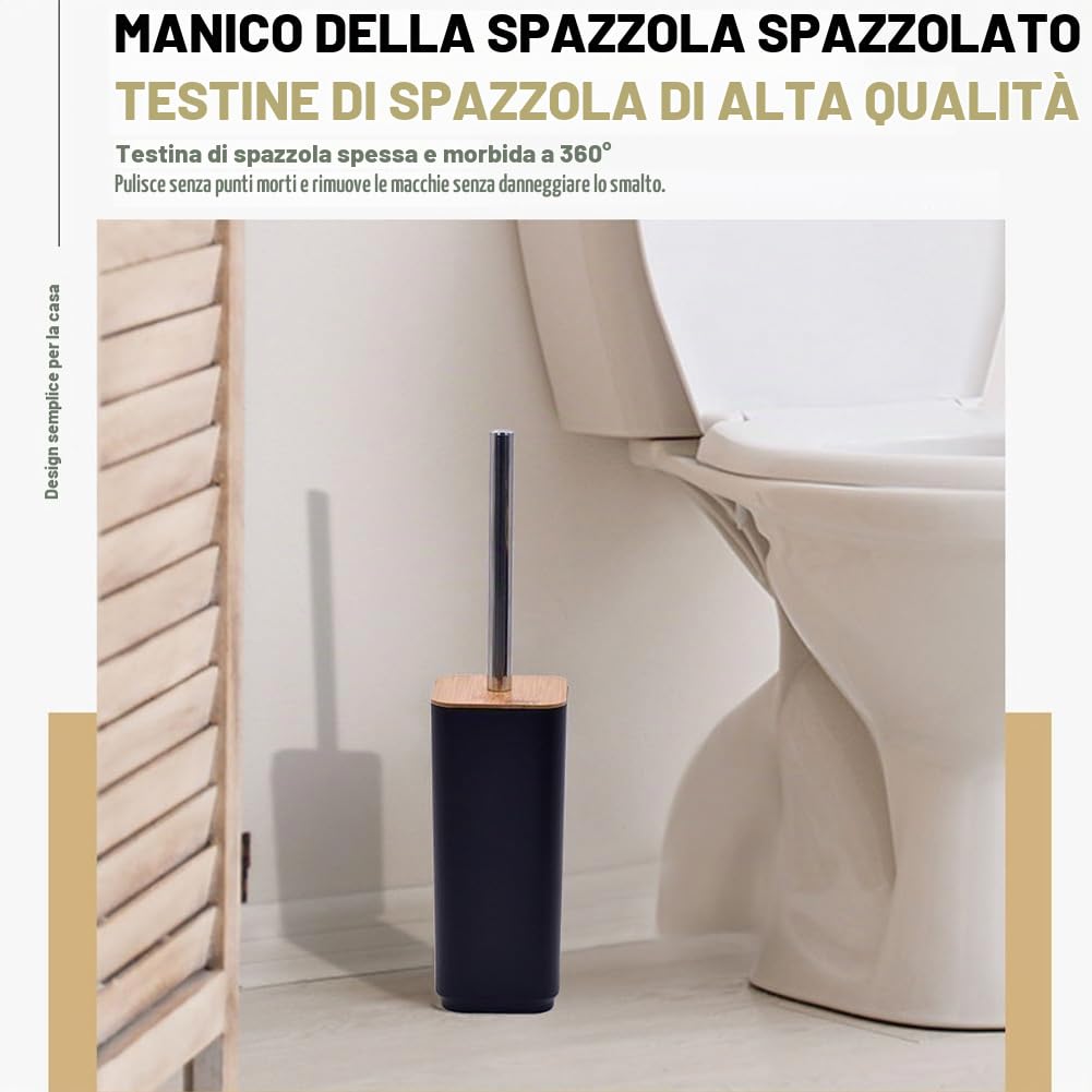 Wisecoco Set di Accessori da Bagno da 7 Pezzi, Set di Accessori da Bagno Moderni in Bambù, Set di Bottiglie per Lozione, Portaspazzolino, Tazza da Denti, Portasapone, Scopino, Vassoio, Pattumiera