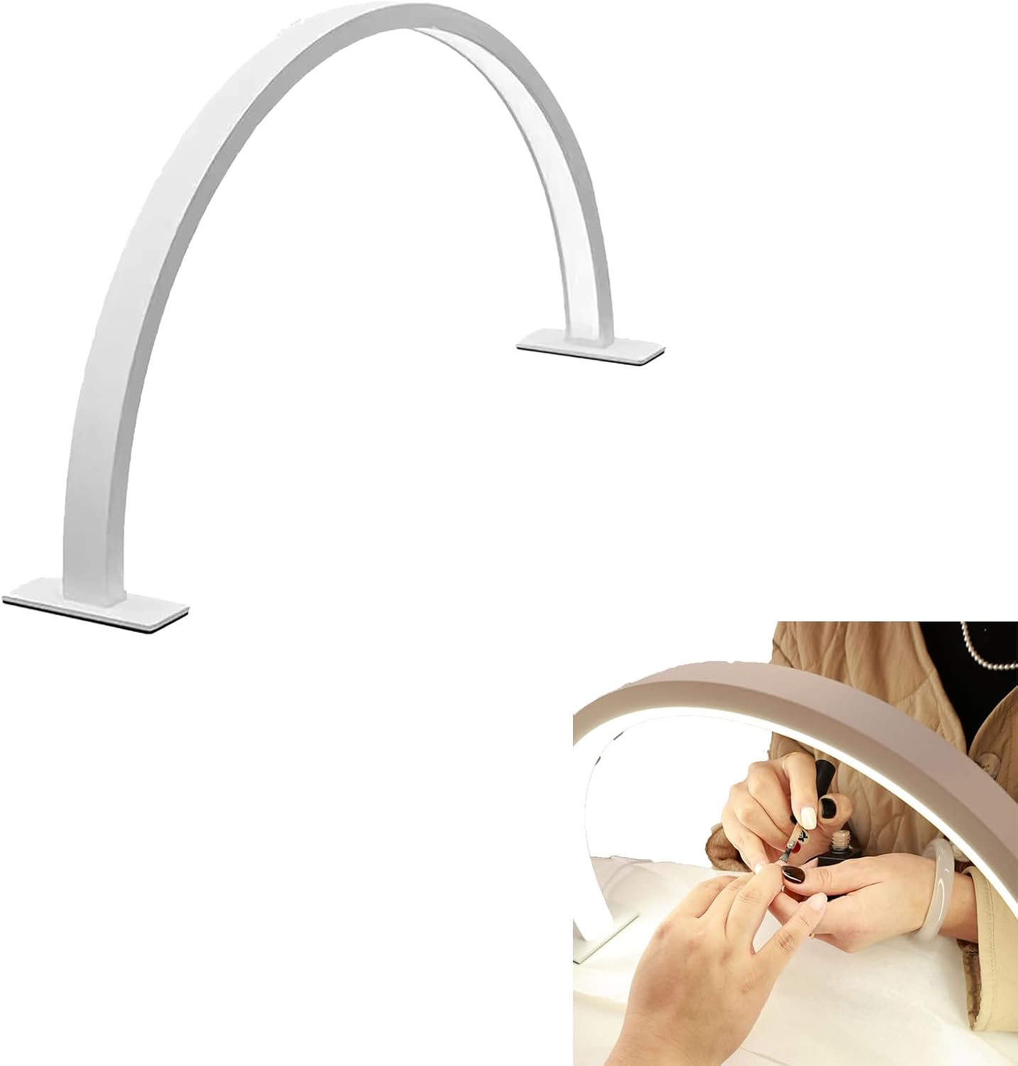 Half Moon Light for Nail Desk 15.4 Inch Nail Desk Lamp Nail Desk Makeup Desk Lamp USB Rechargeable Desk LED Light for Beauty Eyelash Tattoo Crafts Reading Spa White