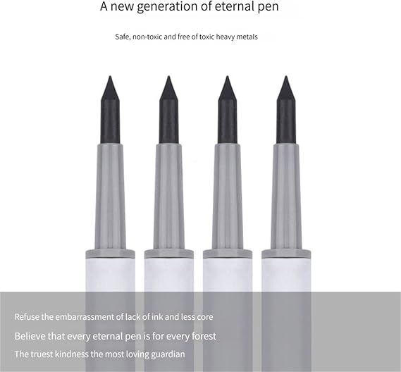 Infinity Pencil, Inkless Pen, Eternal Pencil, Everlasting Pencil, Magic Pencils, Reusable Eternal Pencil for Writing, Drawing, Drafting (Black 4Pcs)