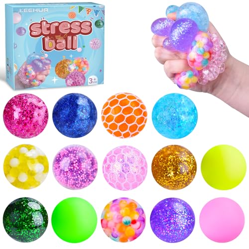 Stress Ball 14 Pack Fidget Balls Party Bag Fillers Sensory Gifts Pack, Squishy Balls, Squishy Stress Relief Ball, Relieve Work Anxiety, Exercise Hand Flexibility, Party Favors birthday Gift