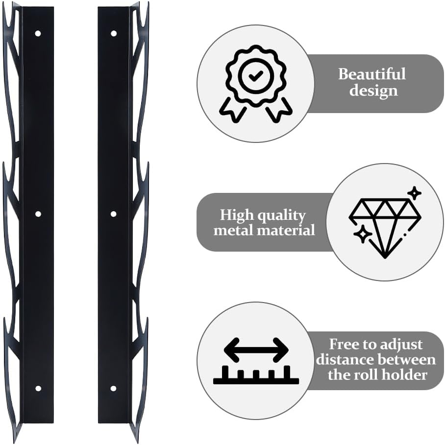 DICOSMETIC 4Pcs Metal Vinyl Roll Rack 6-Tier Wall Mounted Vinyl Storage Holder Black Wallpaper Storage Rack Iron Vinyls Rolls Stand for Car Wrap Material Transfer Paper Tape Window Film