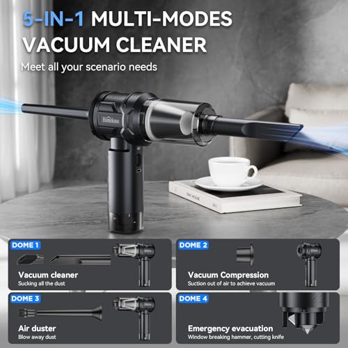 HOMEKANE Handstaubsauger Testsieger, 15000Pa Stark Autostaubsauger Akku mit Bürstenloser Motor, 5 in 1 Kabellos Staubsauger für Büro, Haus, Küche, Tierhaare