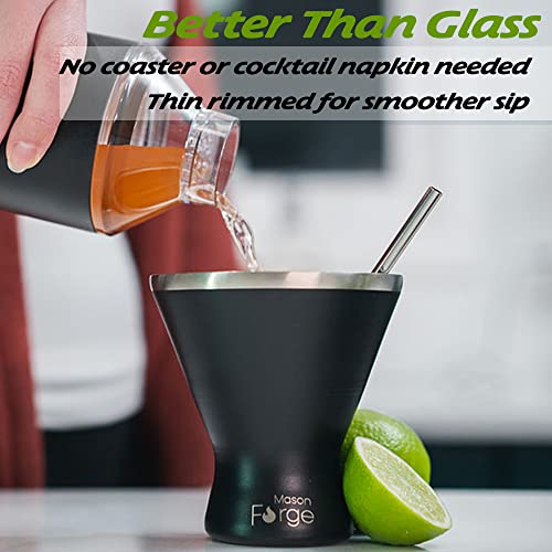 Mason Forge | Set Of 2 Stainless Steel 12Oz Martini Margarita Tumbler | Sweat & Condensation Free | Double Wall Insulated Technology For Cold Cocktails #TOP2