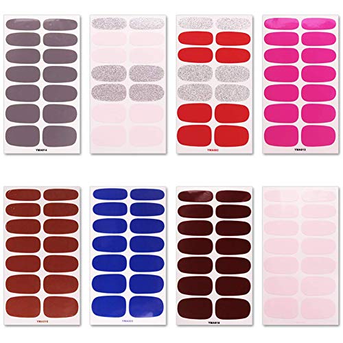 Luo-401XX 8 Unids Pegatinas de Uñas, Pegatinas de Tiras Adhesivas Adhesivas de Esmalte de Uñas de Color Sólido Impermeable, Diseños de Arte de Uñas para Mujeres Niñas 8 unids
