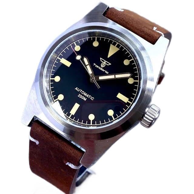 GenericWatchAE - 38mm Tandorio Pilot Sapphire Glass Grey/Coffee/Black California Dial 20ATM NH35A PT5000 Square Diving Automatic Men's Watch Lume