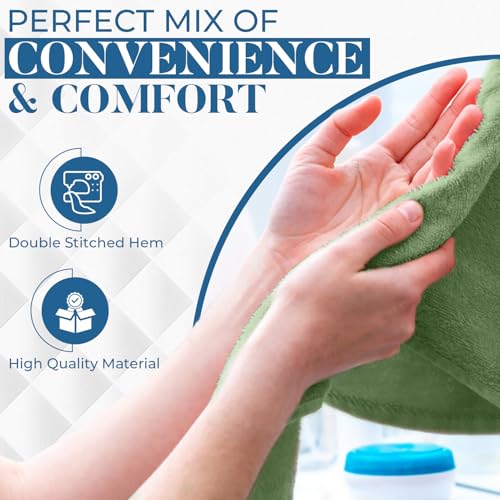 Image of DAN RIVER Luxury Hand Towel - Soft, Absorbent, Quick-Drying, Premium Cotton Towel, Perfect for Everyday Use, 16x28 Inches - Sage Green