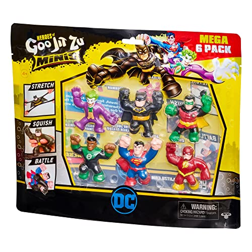 Heroes of Goo Jit Zu DC Mega Mini Pacote com 6 - Mini Heróis Squishy, Stretchy, Gooey - The Flash, B