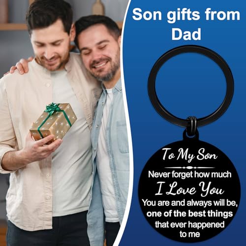 YYQX Son Gifts from Mom Dad to Son keychain Teen Adult Sons Birthday Graduation Christmas Gifts (Never - From Dad) — view 3