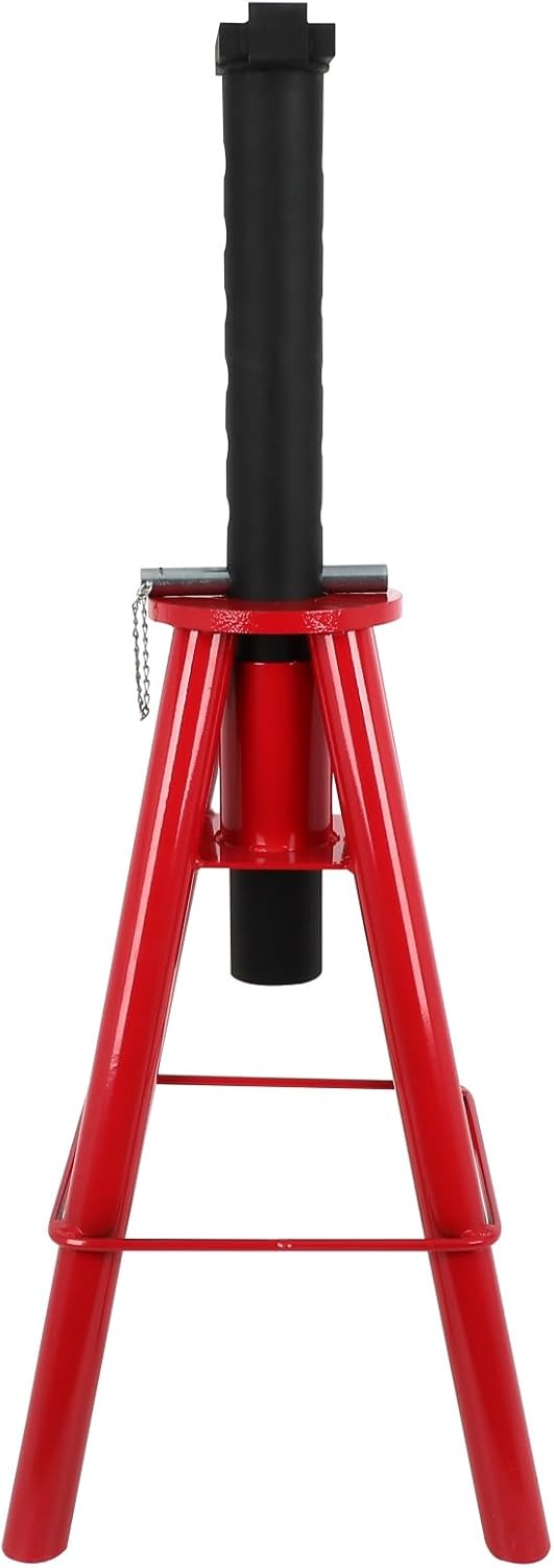 LSAILON 10 Ton Capacity 30" to 48" Adjustable Height Pin Type Jack Stand High Height Jack Stand Jack Support Stand - Red
