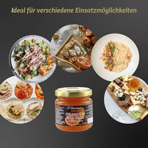 I CORTESI Orangensenfsauce – 120ml – Senfsoße mit Orangenaroma – fruchtig würzige Sauce