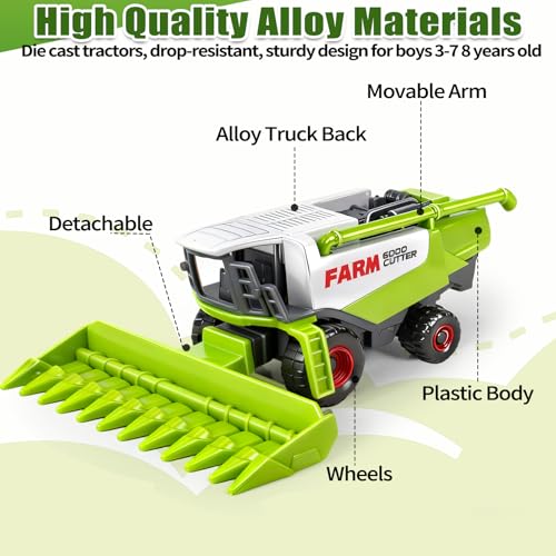 image for Bloolilies 5 Pack Diecast Farm Tractor Toy, Toddlers Farm Toys Tractor