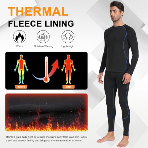 SIMIYA Mens Thermals Long Sleeve Undershirt Thermal Underwear Tops Fleece Lined Base Layer Tops Long John Shirts — view 3