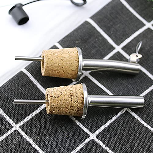 4 Pack Stainless Steel Wine Pourers With Wooden Cork Liquor Bottles Pourers With Stoppers Pour Spout For Oil Vinegars Syrups Bottles Wedding Birthday Party Supplies #TOP3