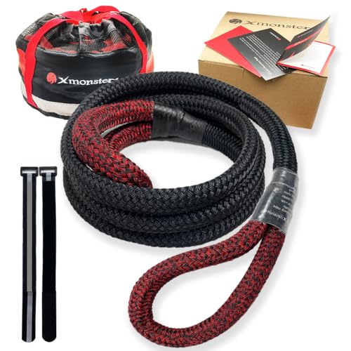 X MONSTER Kinetic Recovery Bridle Extension Rope 7/8'' x 10' (MBS 29,000 lbs) Two Recovery Points, black