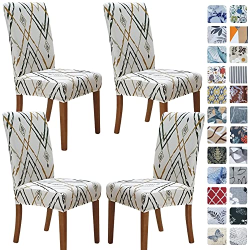 Image of SPRINGRICO Chair Covers for Dining Room Set of 4, Stretch Dining Chair Cover, Washable Spandex Kitchen Parsons Chair Slipcovers, Removable Seat Protector for Home or Party (4 Pack, Lucid Calm)