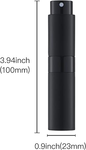 Miniatura 5 de Botella atomizadora de perfume (0.3 fl oz, 4 unidades), pulverizador dispensador recargable de colonia vacía portátil para viajes (negro)