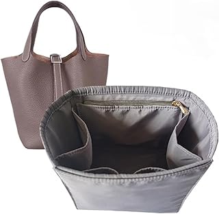 Purse Organizer Picotin 18 22 26 Insert Bags Organizer Makeup Handbag Organize Inner Purse Portable base shaper Premium Nylon (Handmadeï¼‰ (grey, Picotin 18)