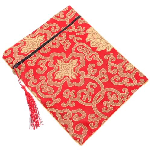 Beaupretty 2個 経典 収納 バッグ ヴィンテージ 刺繍 神聖な 本 聖書 ケース 布 鉛筆 ポーチ ジュエリー オーガナイザー 用 家庭用 旅行用 レッド