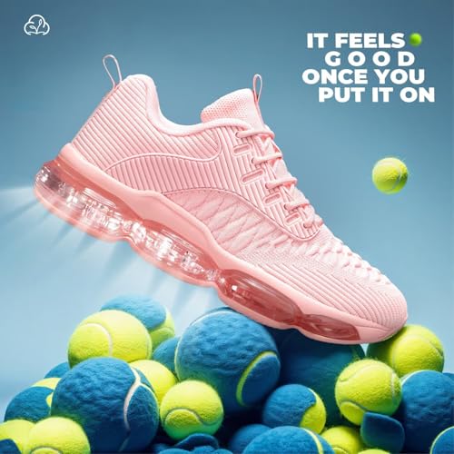 Image of Luogoks Womens Walking Running Shoes Air Cushion Basketball Sneakers Fashion Tennis Breathable Sport Gym Fitness Cross Trainers Shoes