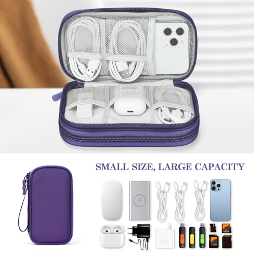 Image of FYY Electronic Organizer, Travel Cable Organizer Bag Pouch Electronic Accessories Carry Case Portable Waterproof Double Layers All-in-One Storage Bag for Cable, Cord, Charger, Phone, Earphone Purple