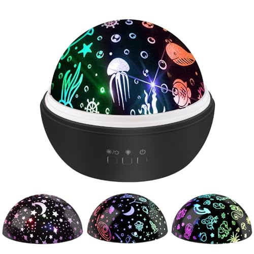 Moredig Baby Lights Projector, Roating Sensory Lights with 8 Lighting Modes, Starry Sky & Ocean Night Light Porjector for Kids, Baby Sensory Toy Gifts, Gifts for Girls Boys - Black