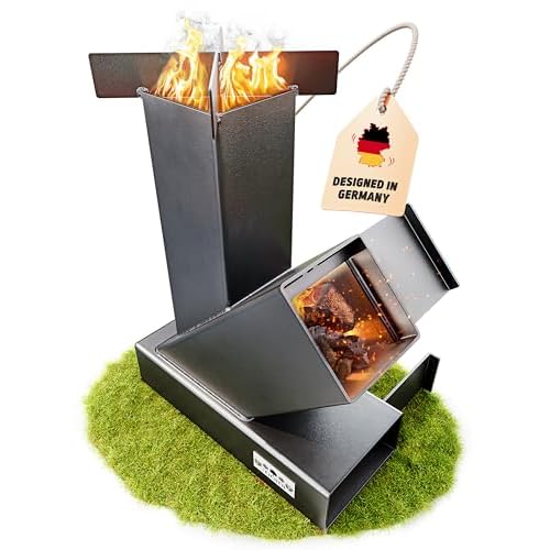 Drei Eichen® Raketenofen Outdoor für Dutch Oven, BBQ, Terrasse u.v.m. Rocket Stove als Campingofen zum Kochen ohne Gas und Strom. Keine Montage. Stabil und kompakt. Kanonenofen. Rocketstove. Holzofen