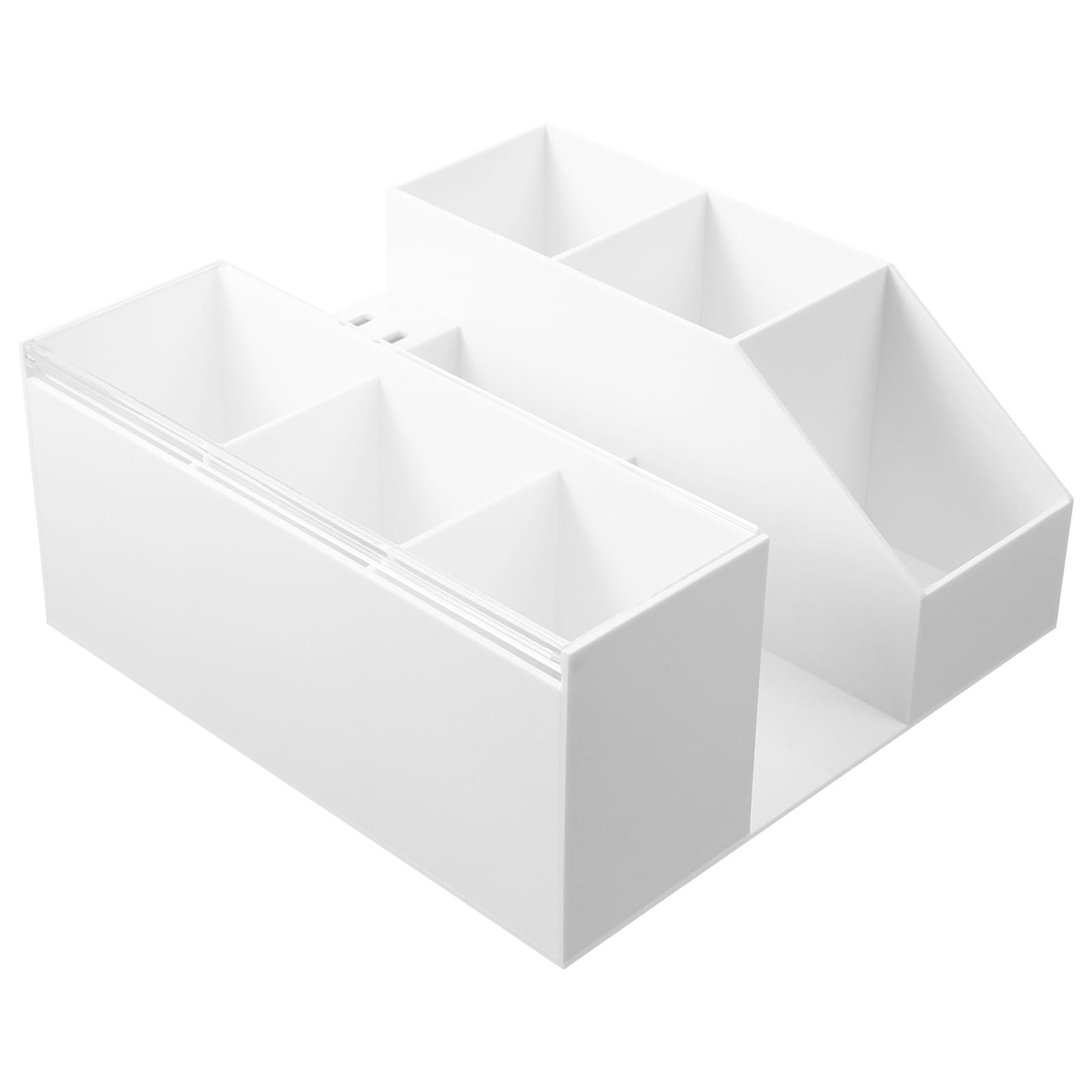 Zerodeko Organizer Acrilico per Strumenti Ciglia Bianco, Scatola Portaoggetti per Pinzette e Accessori Bellezza, Contenitore da Scrivania per Professionisti e Uso Personale