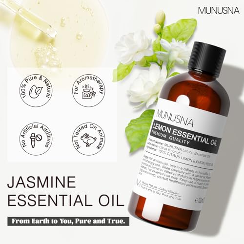 Image of Jasmine Essential Oil, Aromatherapy Oil for Skin Body Care, Massage | Pure and Natural, Jasmine Oil for Diffuser, Home, Mood Relaxation, DIY Soap and Candle Making, 100ML / 3.38 Fl Oz