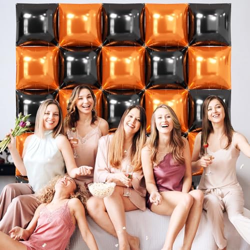 NISOCY 25PCS Black and Orange Square Foil Balloons Wall Backdrop by NISOCY - Used condition - Image 6
