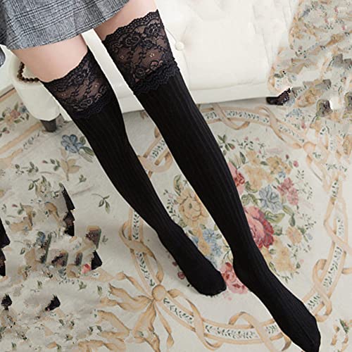 LUXFISOIE Thigh High Socks for Women Thick Stocking Over Knee Cotton Leg Warmers3