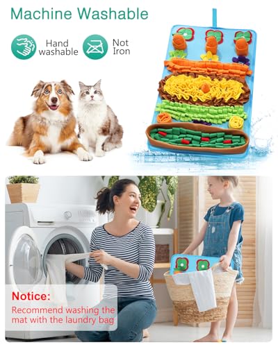 ORIA Snuffle Mat for Dogs, 32\'\'x20\'\' Slow Feeder Puzzle Mat with 4 Squeaky Carrots, Interactive Treats Feeding Game for Mental Stimulation & Stress Relief, for Small Medium Large Dogs Cats Rabbits