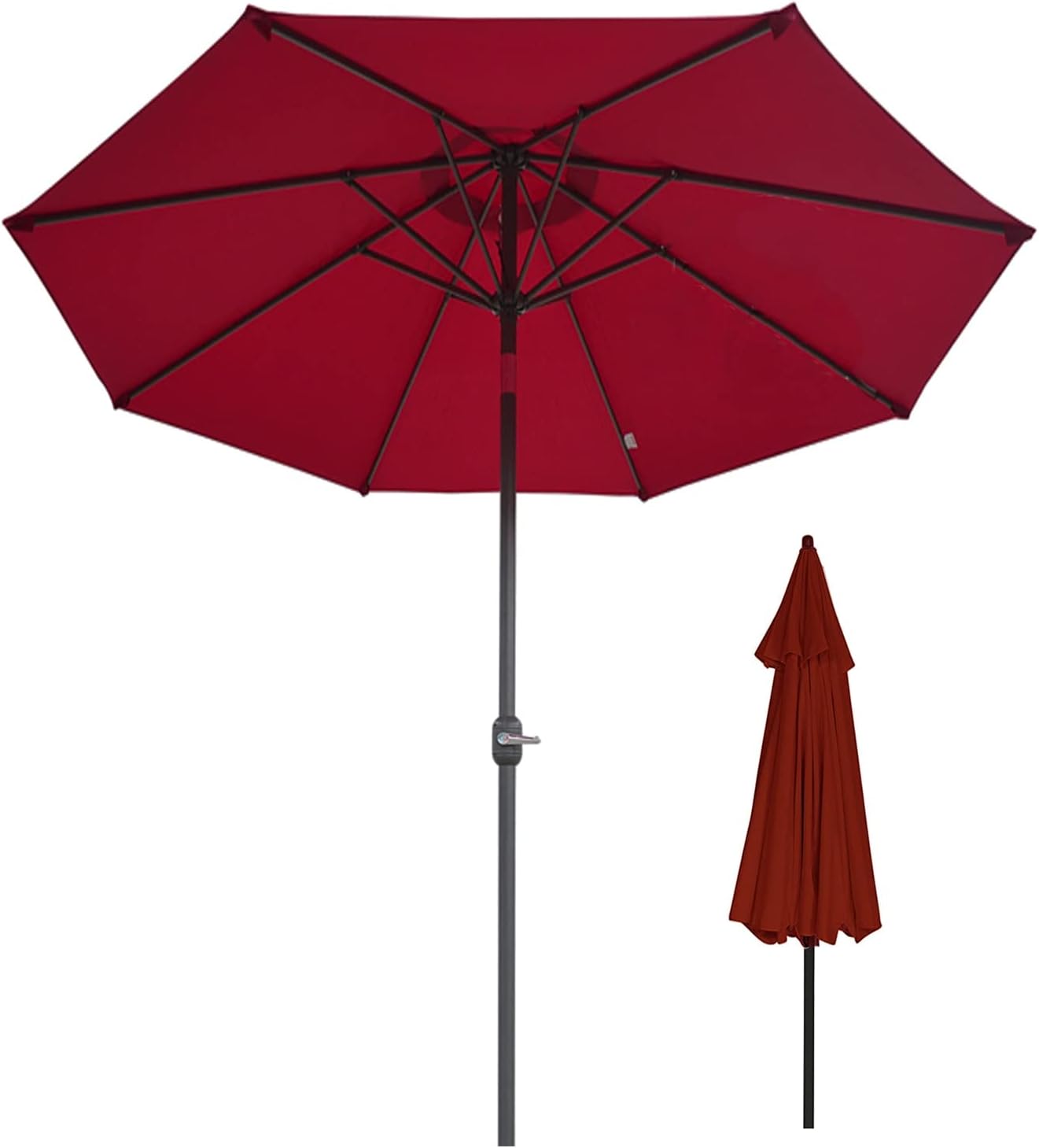 2.7M Patio Umbrella Without Base, Leaning Sun Umbrella Parasol, Wine Red, Dark Green, Beige, Khaki, Coffee, for Swimming Pools, Beaches, Tilting Sun Shade Umbrella good