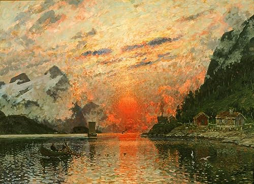 Peinture un fjord Adelsteen Normann affiche decorative salon style scandinave 60x90cm