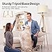 OUTON Wood Tripod Floor Lamp with Shelves, Mid Century Floor Lamp with Remote Control,4 Color Temperature, LED Modern Dimmable Standing Lamp with Beige Linen Shade for Living Room, Bedroom, Office