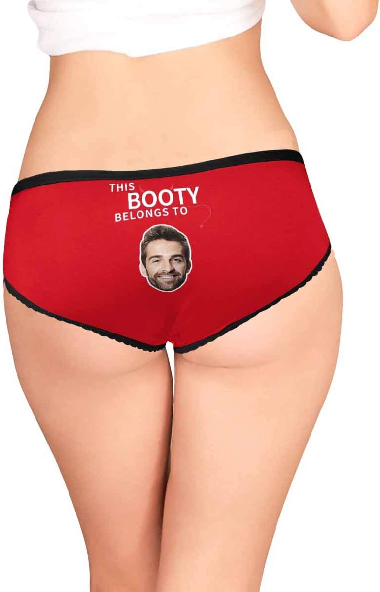 Custom Funny Boyfriend Face This Belongs to White Women's Brief Panty Printed with Photo(XS-XXXL)