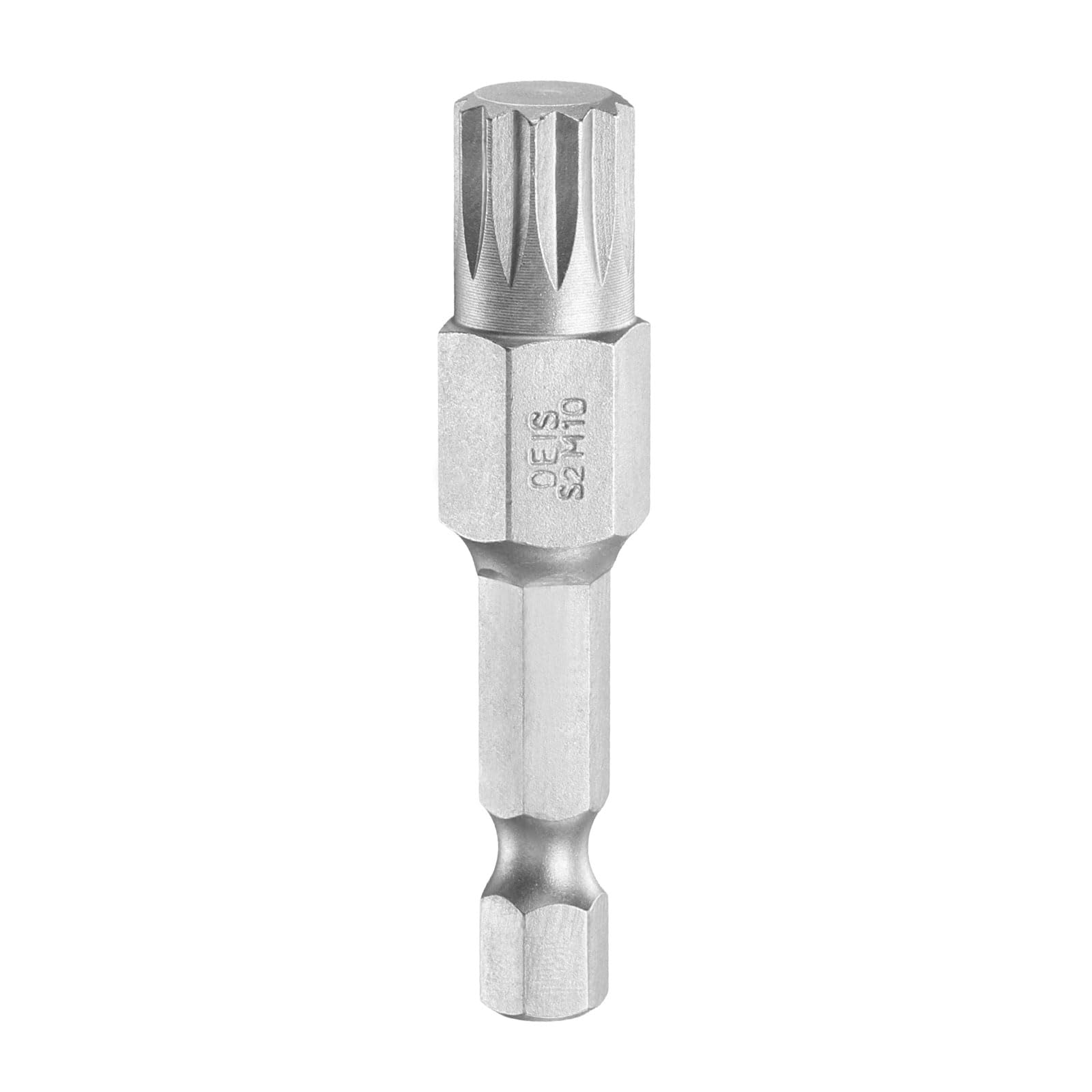 sourcing map M10 Triple Square Spline Bit 1/4" Hex Shank 2" (50mm) Long Magnetic No Hole Tip Tamper Proof 12 Point Spline Drive Bits S2 Steel Industrial Power Screwdrivers