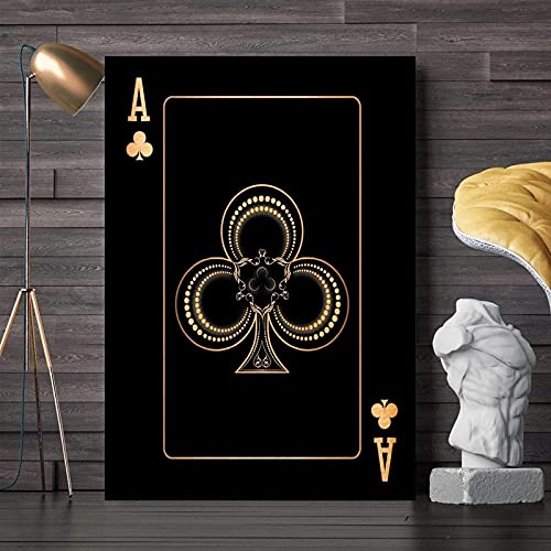 Toile peinture as de clubs or et argent affiche murale 50x70 cm haute definition sans cadre