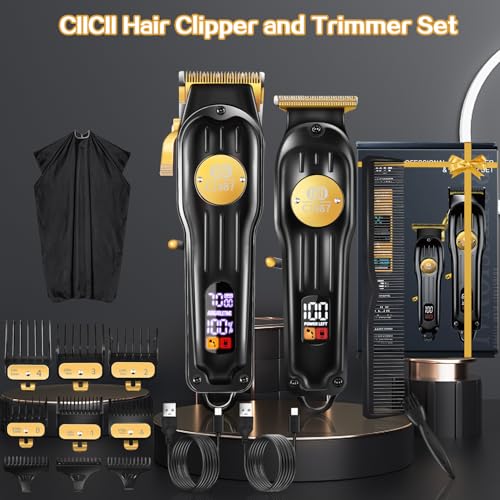 CIICII Mens Hair Clippers and Trimmers Set, Professional Cordless Barber Clippers for Hair Cutting Kit (Rechargeable USB Adjustable Beard & Hair Trimmer Haircut Kit) Clippers for Men DIY Home Salon - Image 7