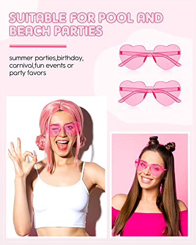 TOODOO 14 Pairs Heart Shaped Sunglasses for Women Rimless Heart Sunglasses Bulk for Party Favors4