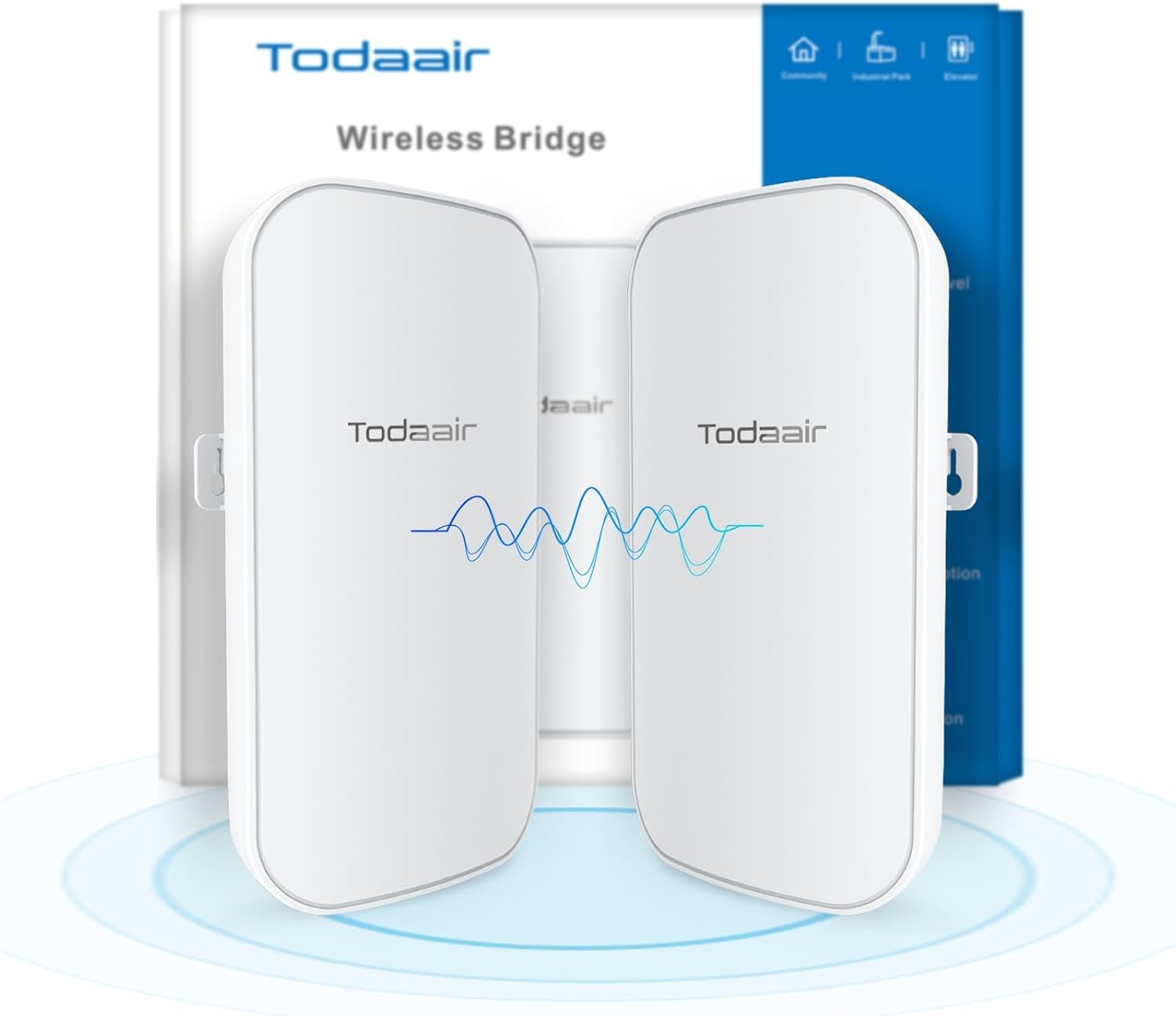Wireless Bridge?5.8G?150Mbps?3000 ft?Point to Point WiFi Bridges(Plug and Play)?Multipoint WiFi Bridges(Web Configuration)?High-Gain Antenna?IP65 Waterproof?2PCS